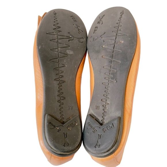 RAS Euforia Womens Tan Vintage Leather Ballet Flats Leather Rosette Size 39 US 9 - Picture 5 of 13